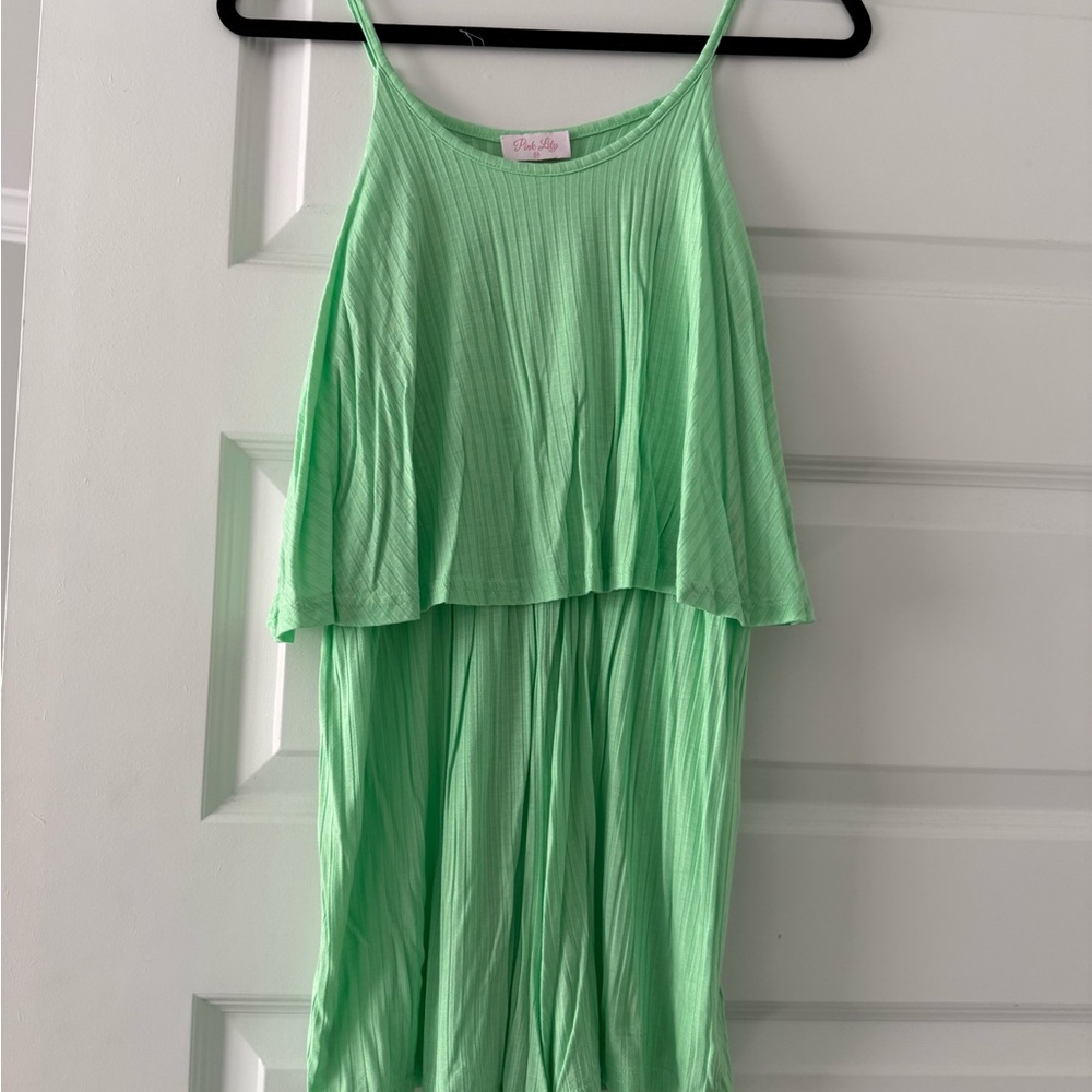 Pink Lily Mint Green Ribbed Top